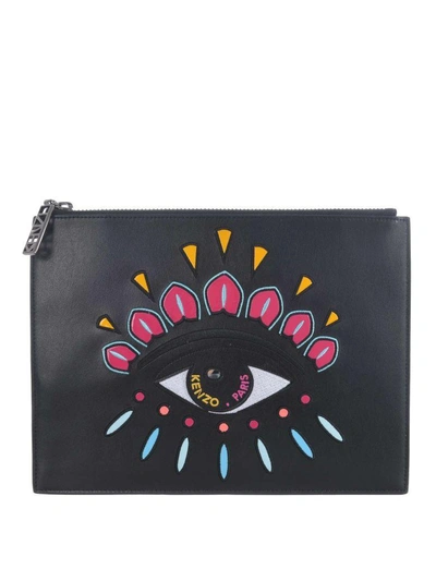 Shop Kenzo Eye Clutch In Nero