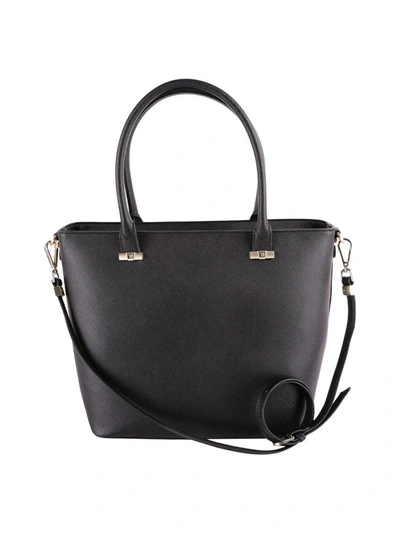 Shop Trussardi Levanto Saffiano Faux Leather Tote Bag In Black