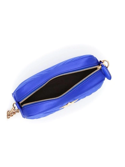 Shop Stella Mccartney Quilted Satin Stella Star Bag In Cobalt (blue)