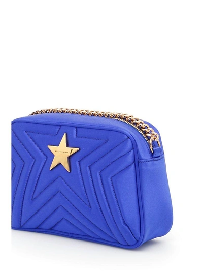Shop Stella Mccartney Quilted Satin Stella Star Bag In Cobalt (blue)
