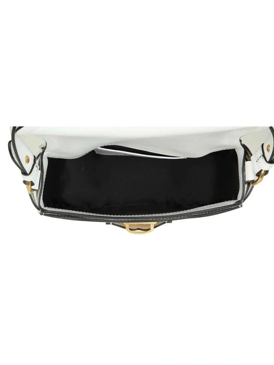 Shop Moschino Shoulder Bag In Leather With Logo Color White