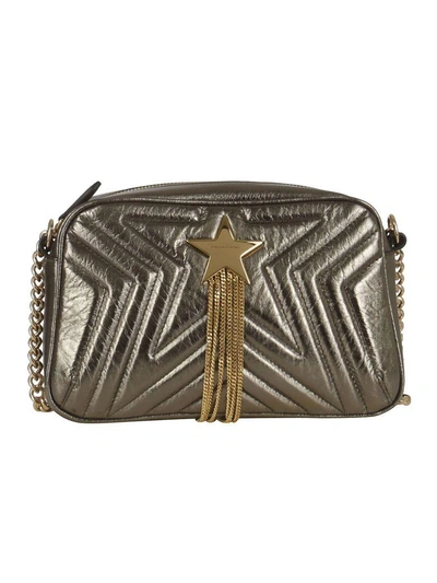 Shop Stella Mccartney Small Metallic Star Patch Shoulder Bag In Kaki