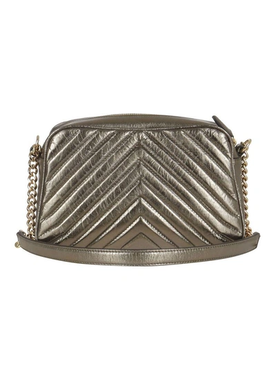 Shop Stella Mccartney Small Metallic Star Patch Shoulder Bag In Kaki