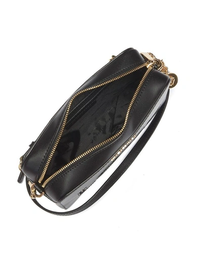 Shop Michael Kors Ginny Black Leather Shoulder Bag With Love Writing In Nero