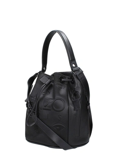 Shop Kenzo Black Leather Bucket Kombo Bag