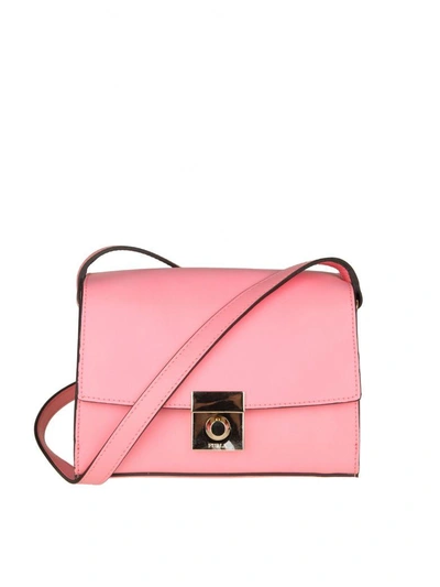 Shop Furla Milano S Shoulder In Pink Leather In Quartz Rose