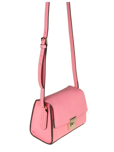 Shop Furla Milano S Shoulder In Pink Leather In Quartz Rose