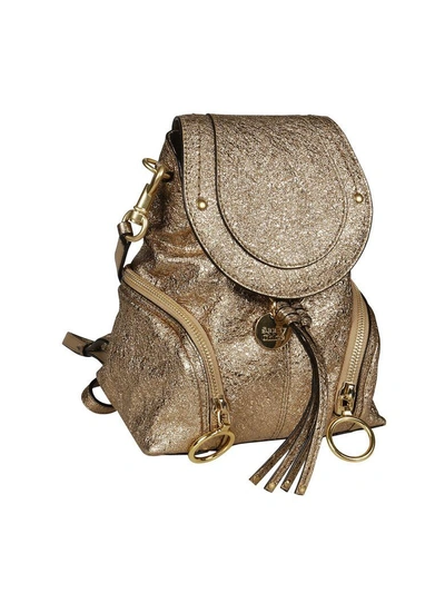 Shop See By Chloé Mini Metallic Backpack In Silver