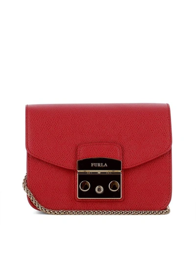 Shop Furla Red Leather Shoulder Bag
