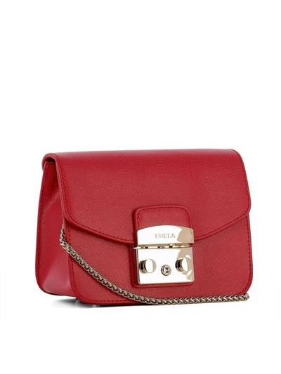 Shop Furla Red Leather Shoulder Bag