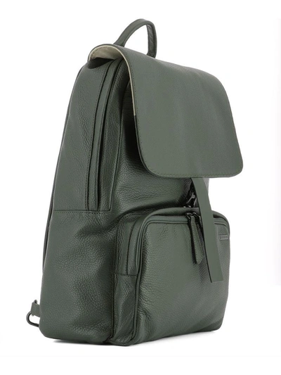 Shop Zanellato Military Green Leather Backpack