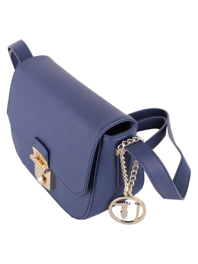 Shop Trussardi Levanto" Saffiano Faux Leather Shoulder Bag" In Blue