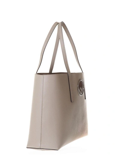 Shop Fendi Dove Gray Shopping Bag In Leather