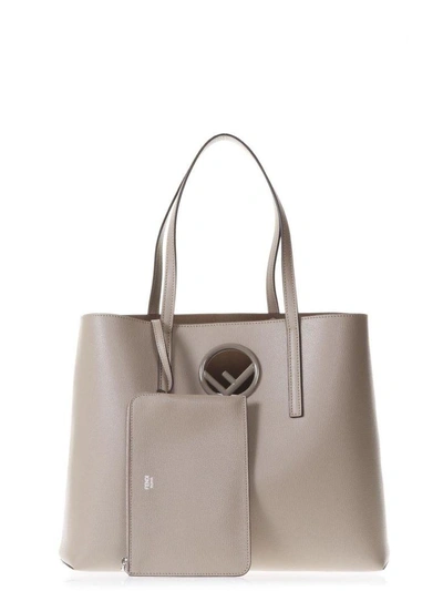 Shop Fendi Dove Gray Shopping Bag In Leather