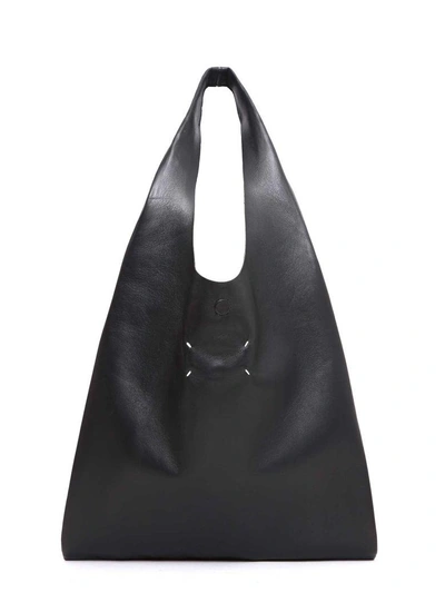 Shop Maison Margiela Leather Tote Bag In Nero