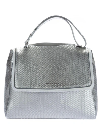 Shop Orciani Wave Platino Tote In Silver
