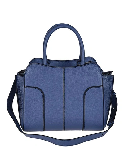 Shop Tod's Contrast Trim Tote In Blue