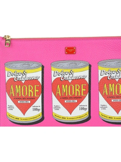 Shop Dolce & Gabbana Cleo Clutch With Amore Print In Fucsia-multicolor