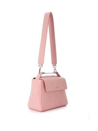 Shop Orciani Peach Tumbled Leather Handbag In Rosa