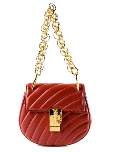 Shop Chloé Drew Shoulder Bag In Dahlia Red