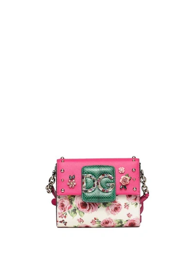 Shop Dolce & Gabbana Crossbody Bag In Pink An White Dauphine Leather In Rosa F.do Bianco