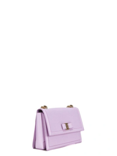 Shop Ferragamo Vara Bow Medium Shoulder Bag In Rhododendr