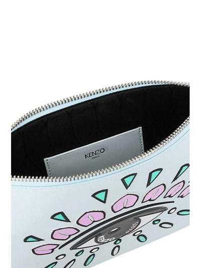 Shop Kenzo A4 Eye Clutch In Cyan