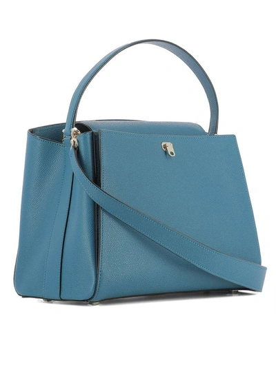 Shop Valextra Blue Leather Handle Bag