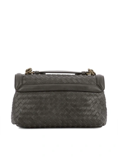 Shop Bottega Veneta Grey Leather Shoulder Bag