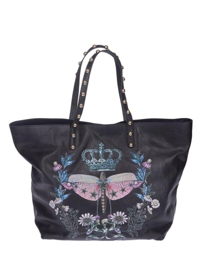 Shop Red Valentino Dragonfly Print Tote In Nero