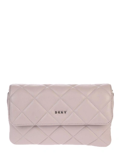 Shop Dkny Grey Quilted Shoulder Bag
