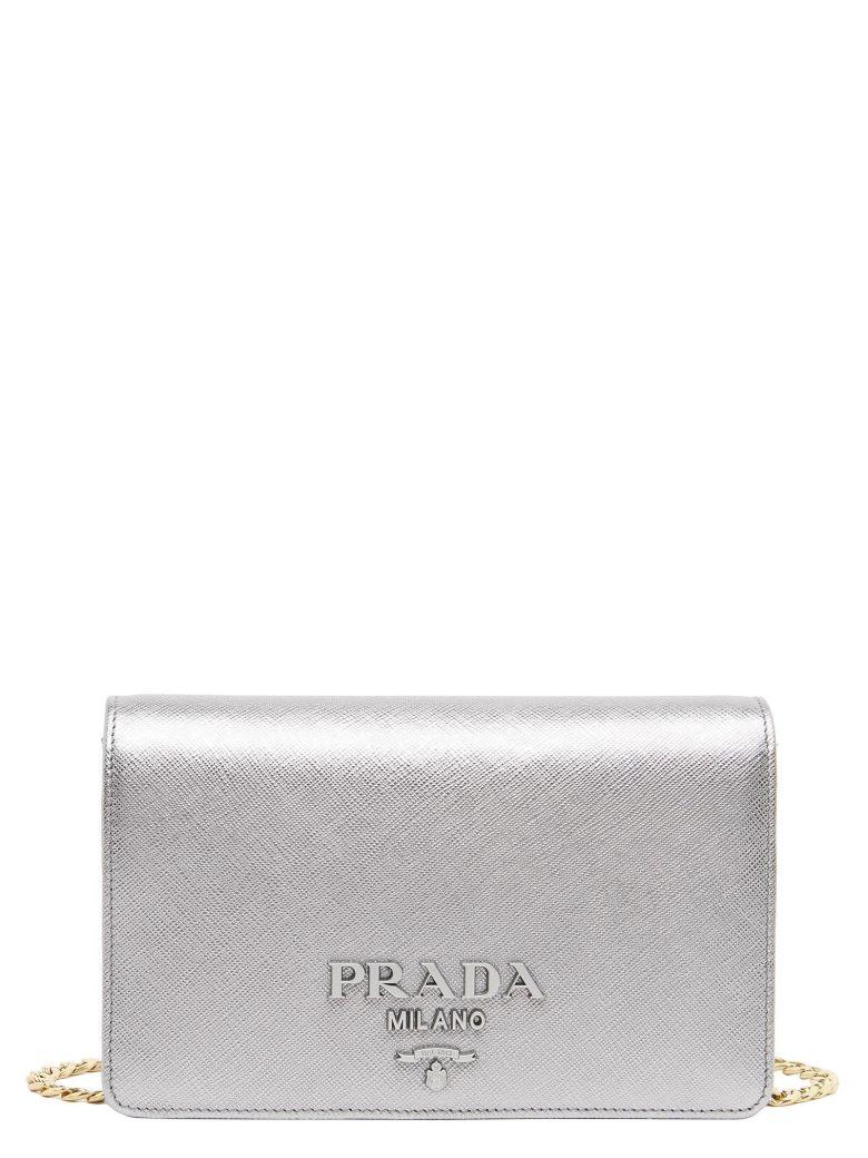 prada silver clutch
