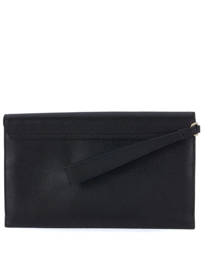 Shop Furla Metropolis Envelope Black Leather Pochette In Nero