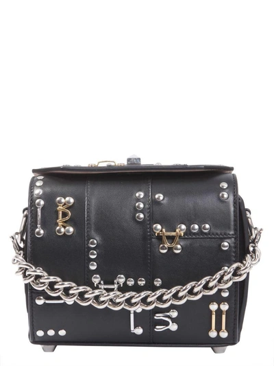 Shop Alexander Mcqueen Box Bag 19 Adorned With Hooks And Studs In Nero