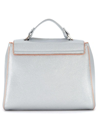 Shop Orciani Silver And Orange Tumbled Leather Handbag In Argento