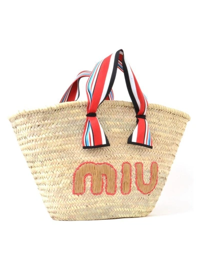 Shop Miu Miu Tote In Cream