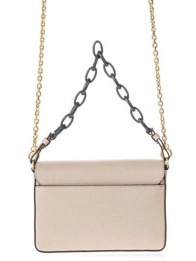 Shop Tory Burch Pink Kira Double Strap Shoulder Bag In Leather In Perfect Sand