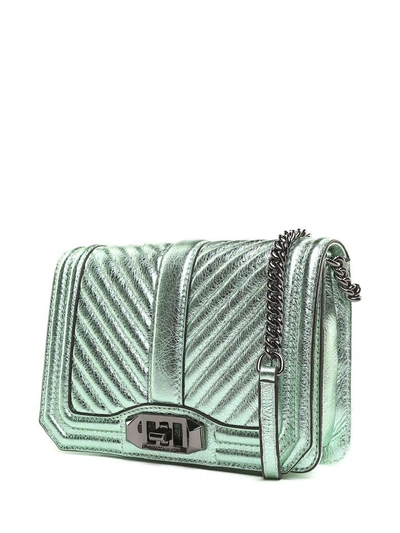 Shop Rebecca Minkoff Small Love Crossbody Chevron Quilted-leather Bag In Verde