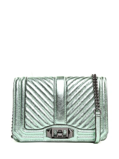 Shop Rebecca Minkoff Small Love Crossbody Chevron Quilted-leather Bag In Verde