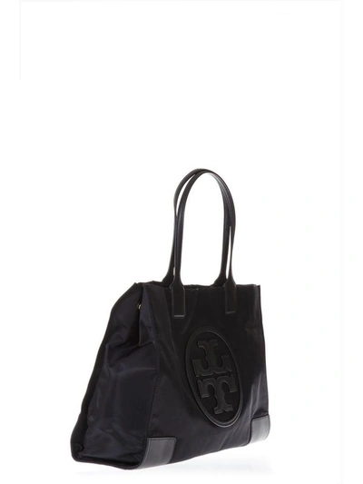 Shop Tory Burch Ella Tote Black Bag In Leather With Logo