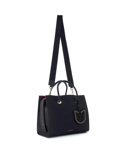 Shop Karl Lagerfeld Karry All Black And Red Leather Handbag In Nero