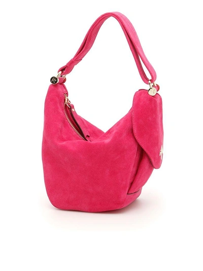 Shop Manu Atelier Suede Micro Fernweh Bag In Fuxia Suede Leather (fuchsia)