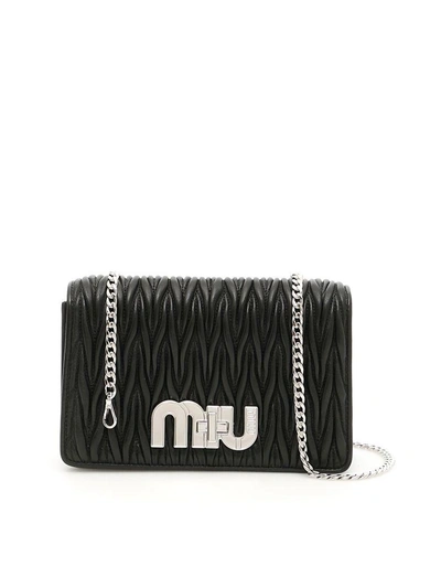 Shop Miu Miu Matelassé Miu Logo Clutch In Neronero