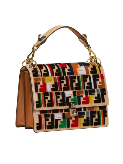 Shop Fendi Kan I Logo Shoulder Bag In Cuoio Multicolor