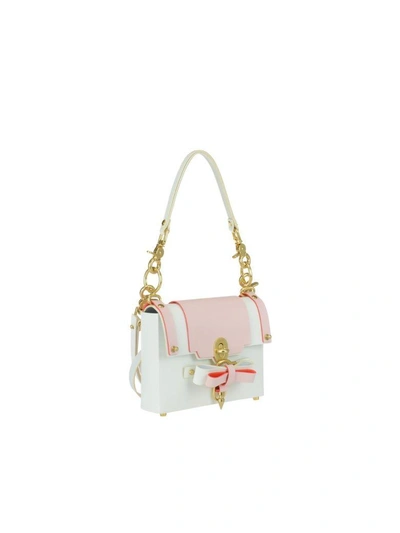 Bow Buckle Bag In White & Pink