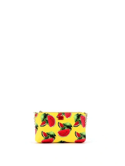Shop Dolce & Gabbana Yellow Watermelon Print Micro Bag