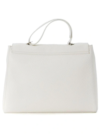 Shop Orciani Sveva White Tumbled Leather Handbag In Bianco