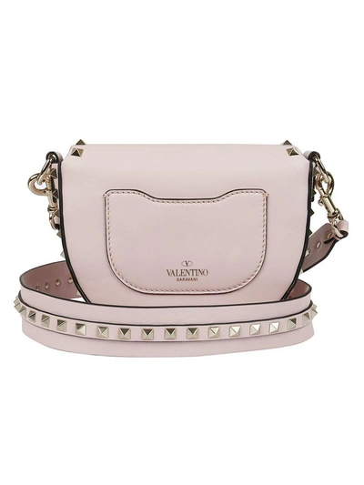Shop Valentino Mini Rockstud Shoulder Bag In Wrosa