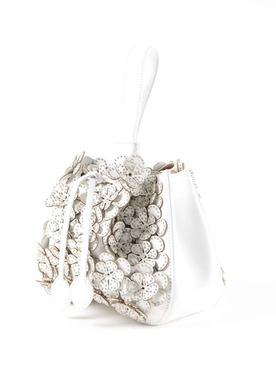 Shop Alaïa Floral Studded Tote In Optic White