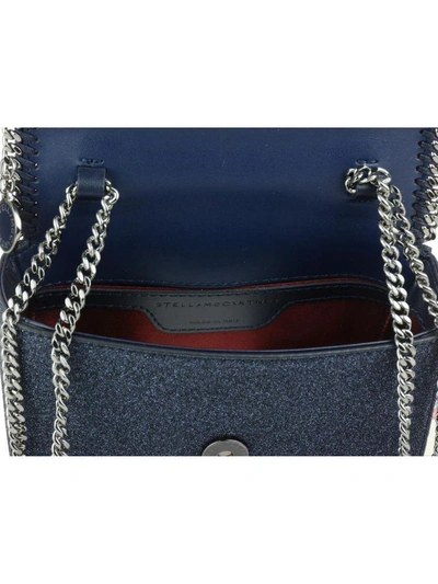 Shop Stella Mccartney Mini Falabella Glitter Crossbody Bag In Navy